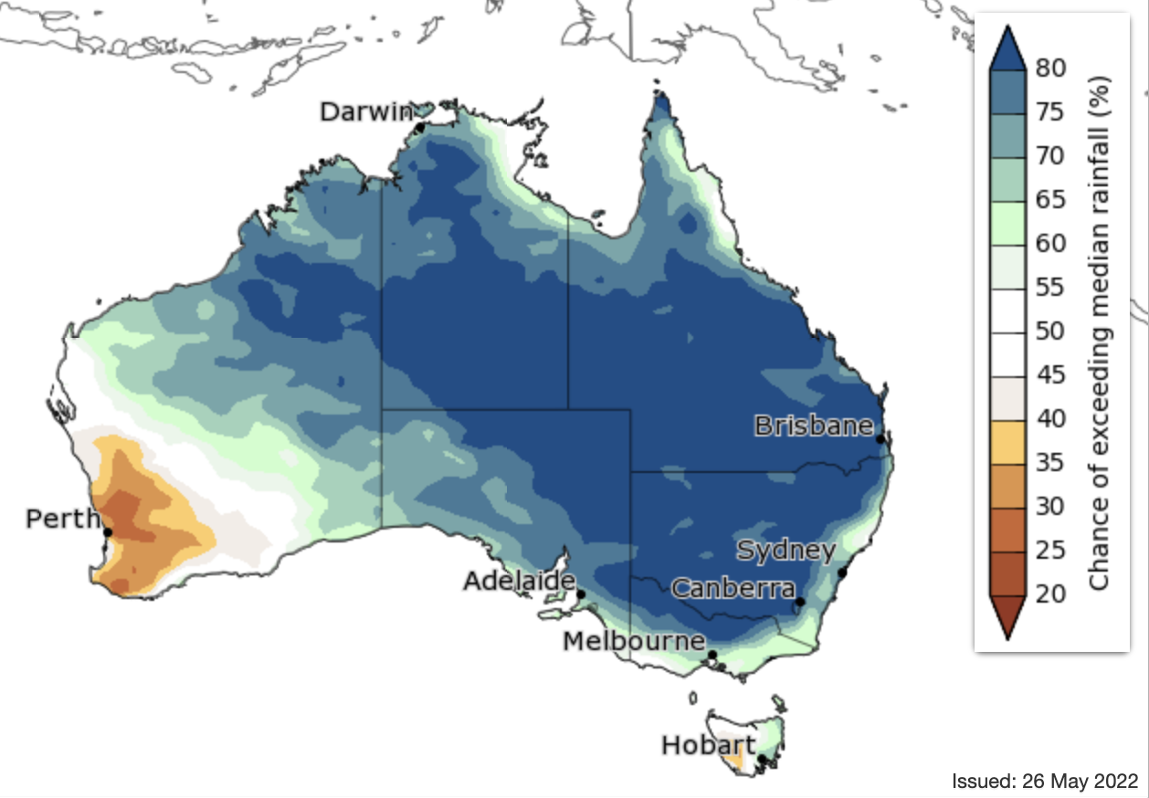 Seasonal climate outlook for June to Aug 2022