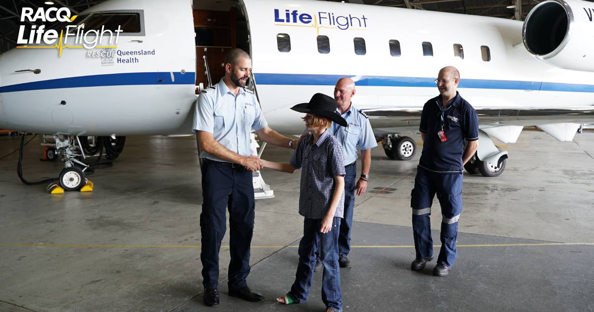 Boy who lost thumb in rodeo arena reunites with LifeFlight