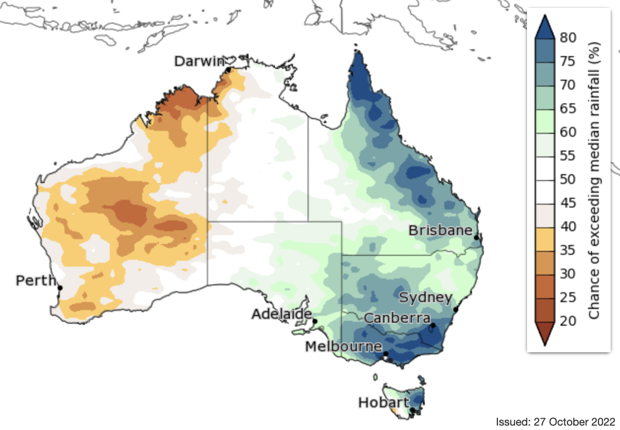 Seasonal climate outlook Nov 2022-Jan 2023