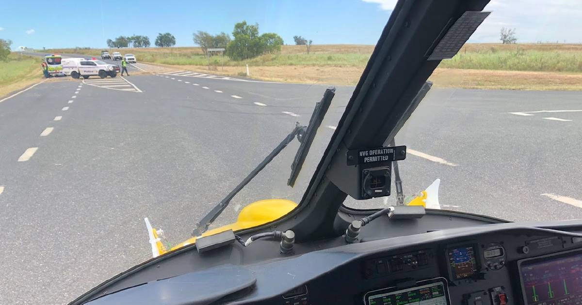 Highway closed, man airlifted after serious truck rollover in central Queensland