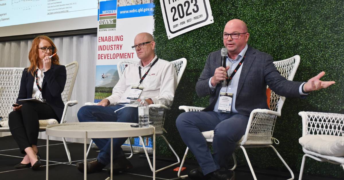 Sunpork’s Dr Robert van Barneveld and Mort and Co’s Cameron Best discuss net zero commitments at TSBE Protein 2023 conference | Queensland Country Life