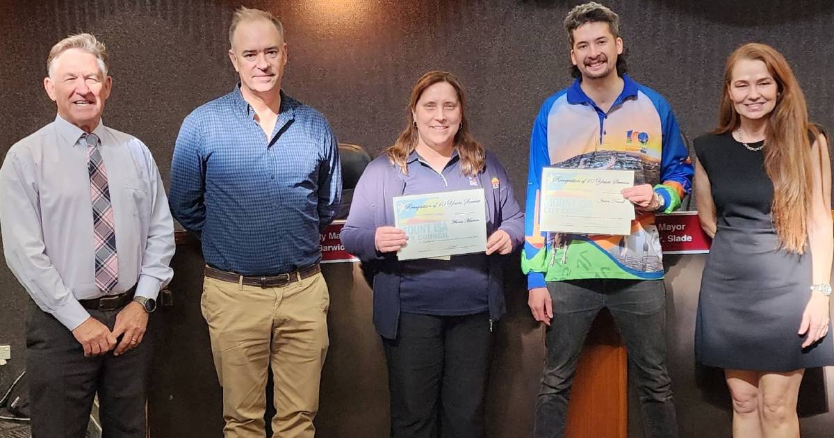 Mount Isa Council has recognised Fiona Marten and Jason Newell, for their long service | The North West Star