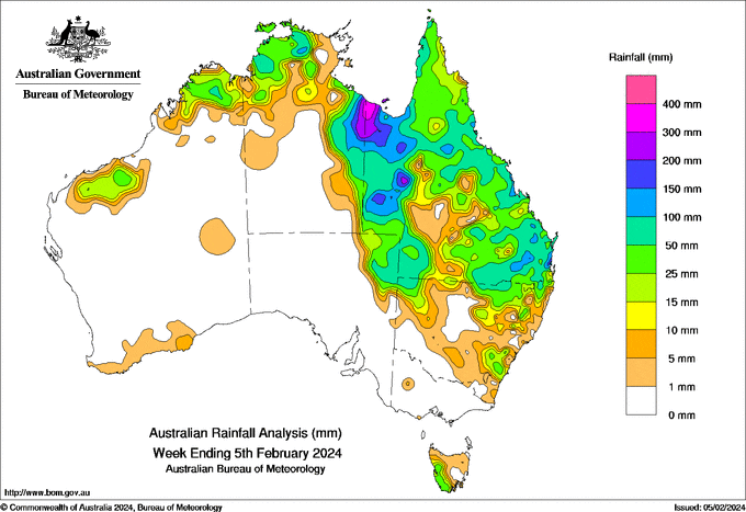 Weekly rainfall update + rainfall outlook 6 Feb 2024