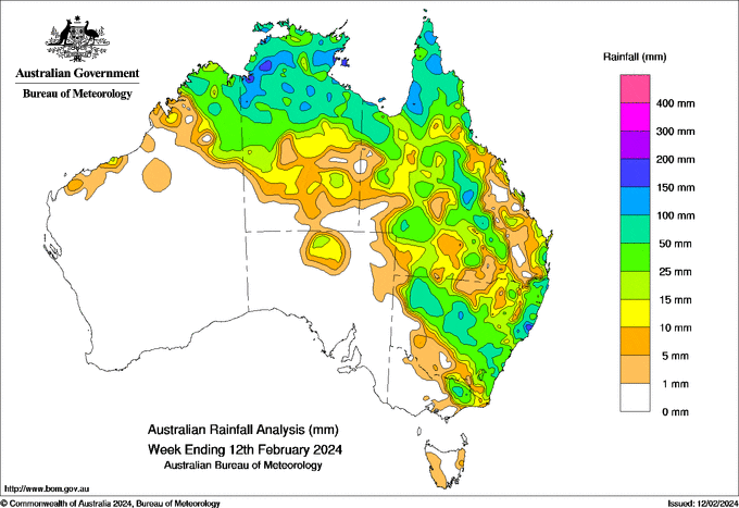 Weekly rainfall update + rainfall outlook 13 Feb 2024