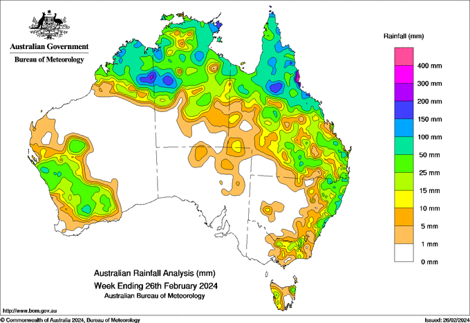 Weekly rainfall update + rainfall outlook 27 Feb 2024