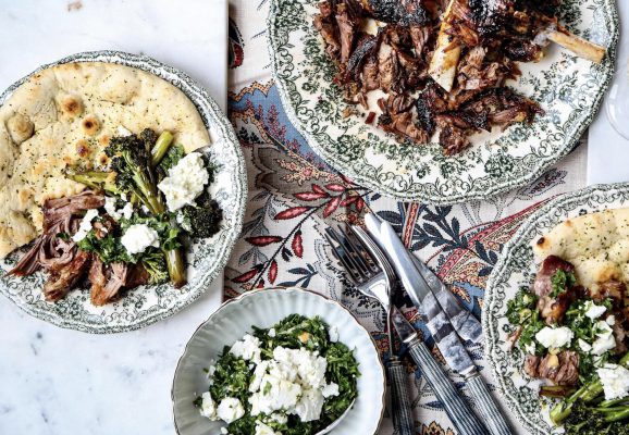 How to make slow-roasted shoulder of lamb with pistachio-and-feta gremolata