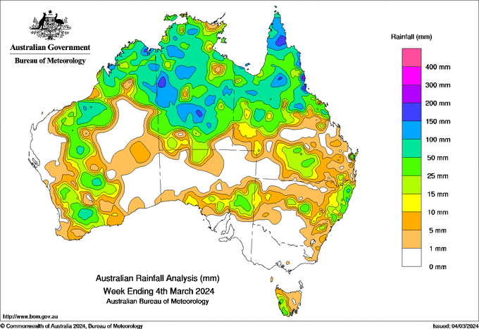 Weekly rainfall update + rainfall outlook 5 Mar 2024