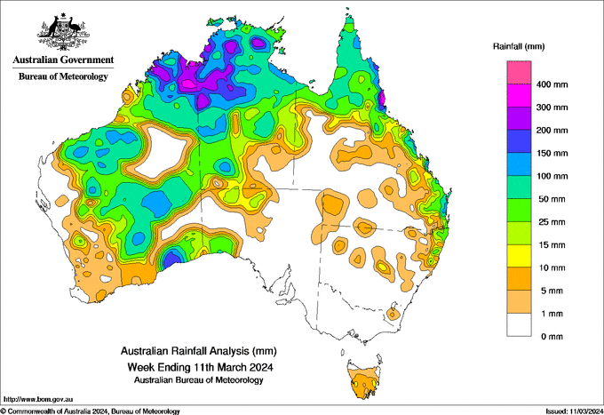 Weekly rainfall update + rainfall outlook 12 Mar 2024