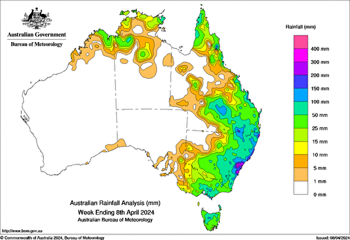 Weekly rainfall update + rainfall outlook 9 Apr 2024