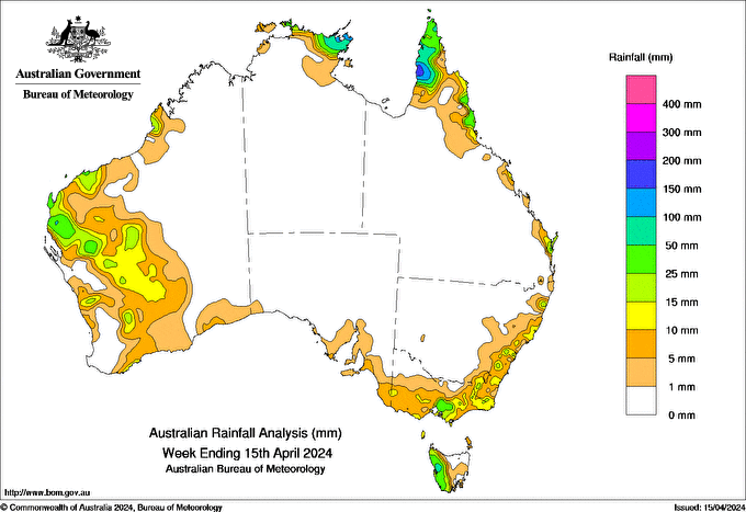 Weekly rainfall update + rainfall outlook 16 Apr 2024