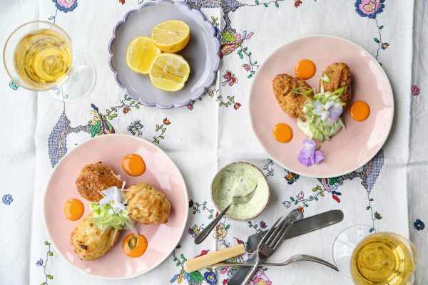 Spring onion beignets that are perfect for dipping and dunking