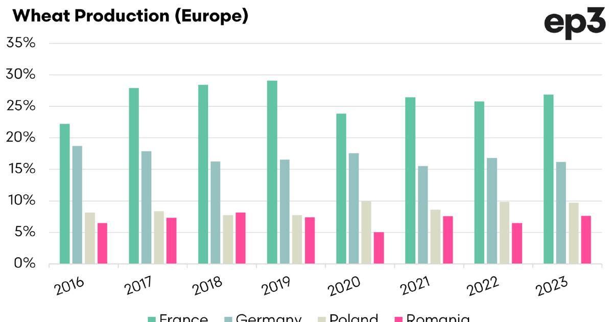 French wheat production retreats